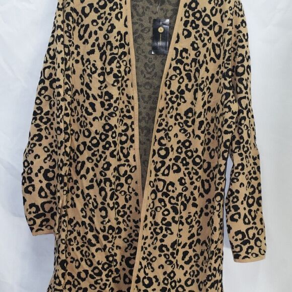 JM Collection Women's Cardigan Long Sleeve Animal Print Open Front Petite/Petite - Picture 5 of 6
